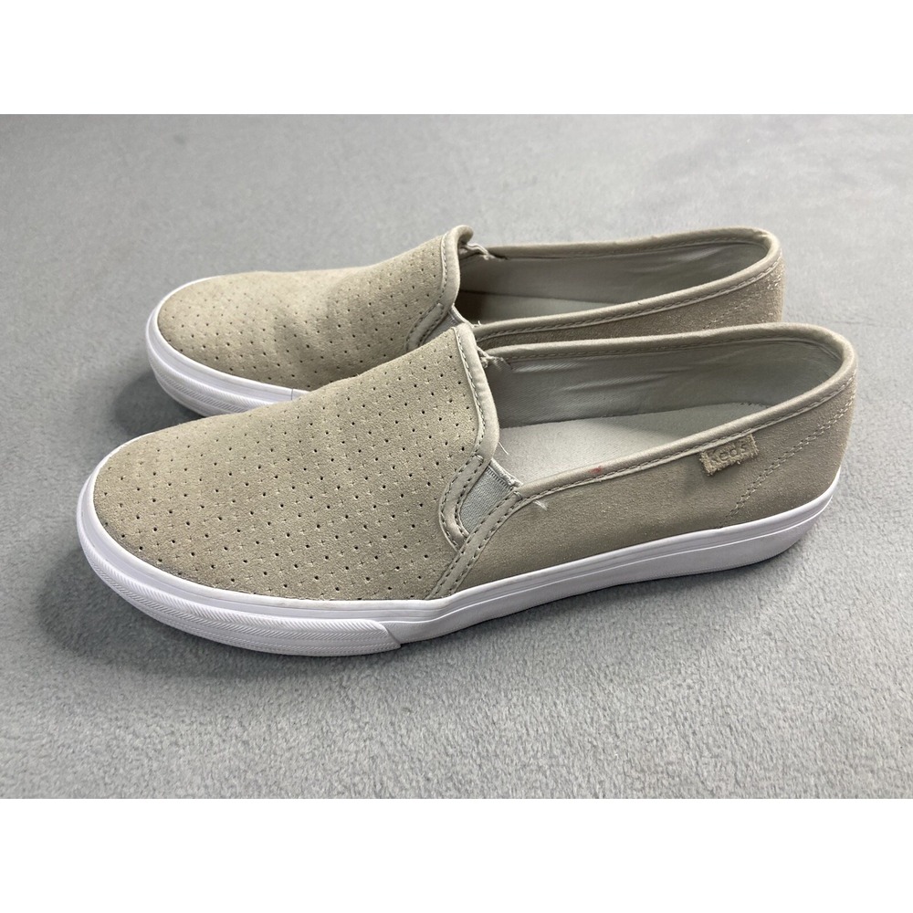 Keds Shoes Women 8.5 Tan Suede Double Decker Slip On Sneakers Perforated WH64511